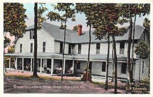 KY, Kentucky  GREAT ONYX CAVE HOTEL Porch Rocking Chairs  c1940's Linen Postcard