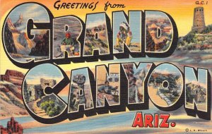 Beautiful Mint Linen Large Letter Grand Canyon, Arizona, AZ, Old Post Card