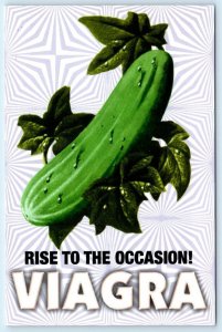 VIAGRA Rise to the Occasion CUCUMBER Risque Humor 1998 ~ 4x6 Postcard