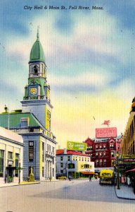 Fall River, Massachusetts - City Hall downtown Main Street - in the 1940s