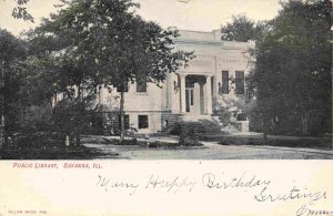 Public Library Savanna Illinois 1907 postcard