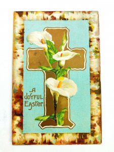 Vintage Postcard Happy Easter A Joyful Easter Textured Floral Flower Holiday