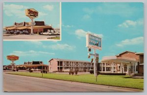 Tulsa Oklahoma~Rodeway Inn on Route 66~Denny's Restaurant Beside~1970s PC 