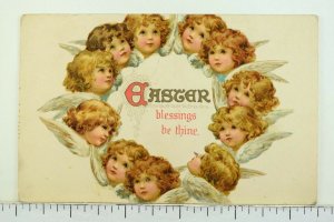 Circa 1910 Easter Lovely Angels Embossed Vintage Postcard P54