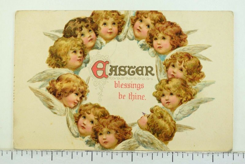 Circa 1910 Easter Lovely Angels Embossed Vintage Postcard P54