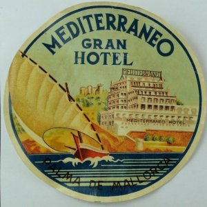 1940's-50's Grand Hotel Palma, Majorca  Baggage Label Original E17