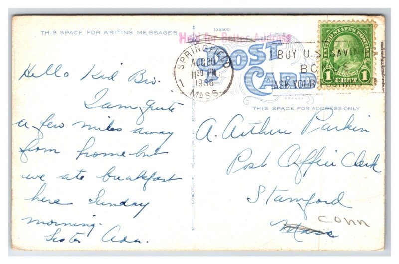 Post Office Building Palmer Massachusetts MA Linen Postcard N26