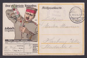 Vintage postcard GERMANY WWI Humor - Last Drop Cognac - Feldpost Ldwr.Inf.Rgt.31