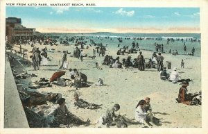 Vintage Postcard; View from Auto Park, Nantasket Beach, Hull MA Beachgoers