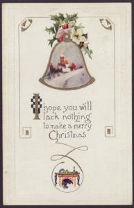 A Merry Christmas,Bell,Scene Postcard