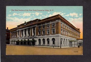 NY Railroad train Station Depot New York Central Utica New York Postcard PC