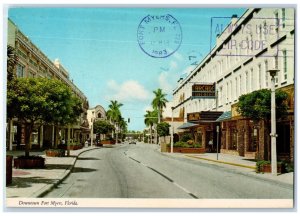 1983 Down Town New Renovated Establishments Stop Light Fort Myers FL Postcard