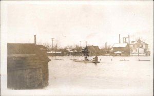 Flood Scene - Attica IN Written on Back c1910 Real Photo Postcard