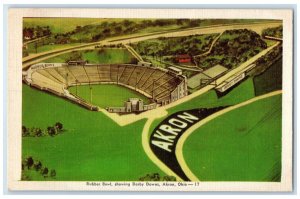 c1930's View Of Rubber Bowl Showing Derby Downs Akron Ohio OH Vintage Postcard