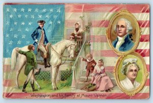 George Washington And His Family At Mount Vernon Tuck Embossed Antique Postcard