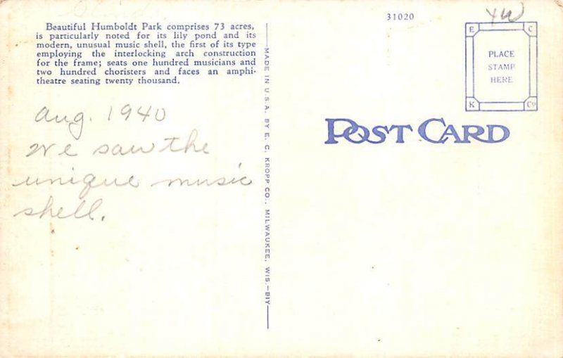 Humboldt Park - Milwaukee, Wisconsin WI