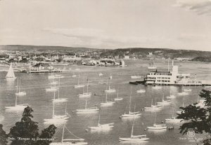 VINTAGE POSTCARD THE KING AND QUEEN IN OSLO HARBOR NORWAY POSTED IN 1952 RPPC