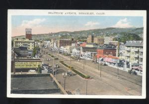 BERKELEY CALIFORNIA DOWNTOWN STREET SCENE BIRDSEYE VIEW VINTAGE POSTCARD