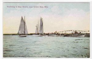 Yachting Bay Beach Green Bay Wisconsin 1910c postcard