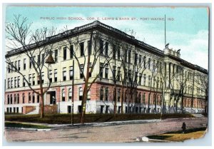 Public High School Cor. E. Lewis & Barr St. Fort Wayne Indiana IN Postcard 