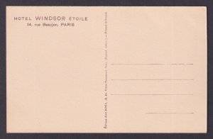 FRANCE, Postcard RPPC, Paris, Hotel Windsor