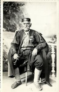 Montenegro Albania Serbia (?) Unknown Royalty with Pipe, Medals, RPPC Postcard