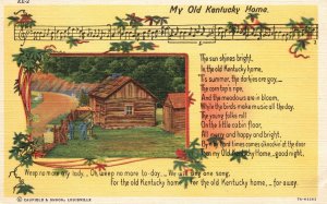 Vintage Postcard 1930's My Old Kentucky Home Song Composer Stephen Foster Music