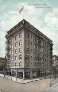 PORTLAND, OR Oregon  THE CORNELIUS HOTEL & Street View  c1910's Postcard