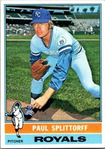 1976 Topps Baseball Card Paul Splittorff Kansas City Royals sk13589