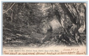 View Of Barker's Glen Hemlock Gorge Newton Upper Falls MA Rotograph Postcard 