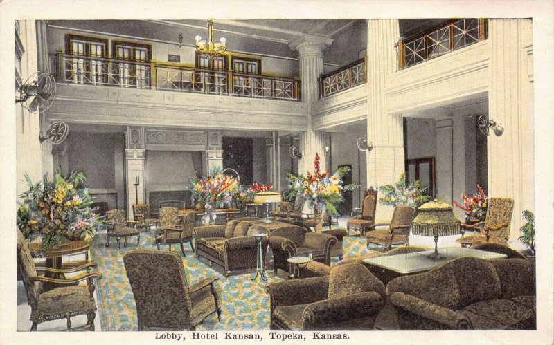 Postcard The Lobby at Hotel Kansan in Topeka, Kansas~128205