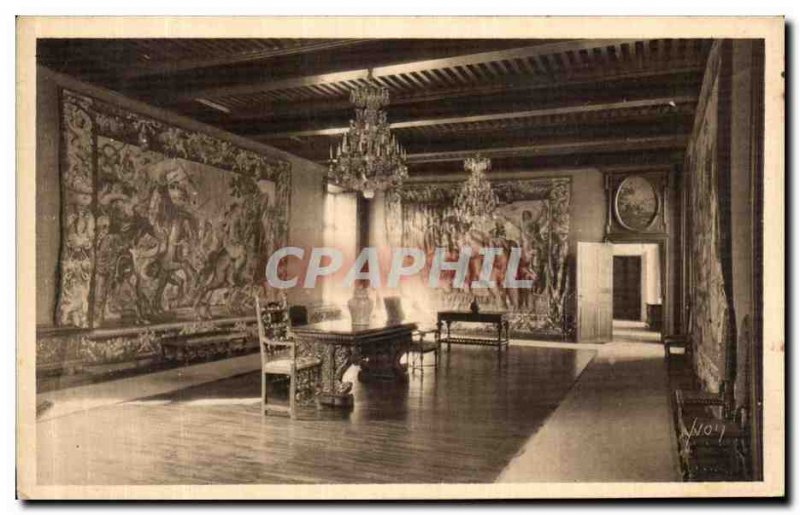 Old Postcard Chateau de Vizille Large living Tapestries Gobelins