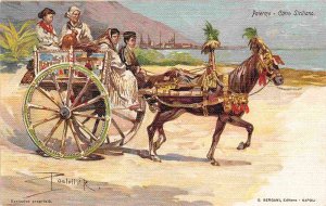 Sicilian Wagon Palermo Italy 1910c artist signed Paululli R postcard