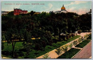 Vtg Boston Massachusetts MA Panorama Of Boston Commons 1910s View Old Postcard
