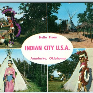 c1950s Anadarko, OK Indian City U.S.A. x4 Multi View Chrome Native American A210