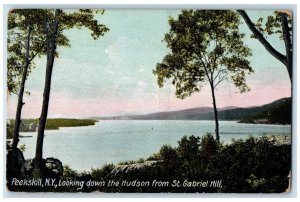 1915 Looking Down Hudson from St Gabriel Hill Peekskill New York NY Postcard