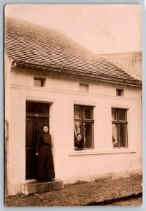 RPPC  Old World European House With Ladies  Real Photo Postcard