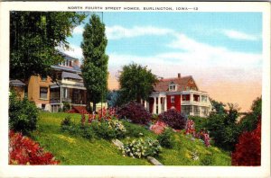 Burlington, IA Iowa  NORTH FOURTH STREET HOMES  Des Moines County  1940 Postcard