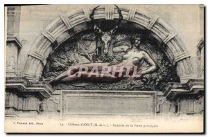 Old Postcard Chateau d'Anet E and L transom of the main door