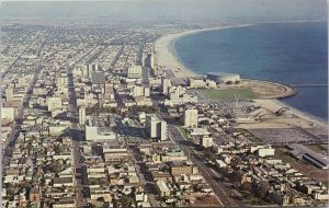 Long Beach CA California Birdseye Downtown Unused Vintage Postcard H48