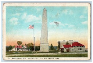 1925 US Flag Groton Monument Groton Connecticut CT Antique Posted Postcard 