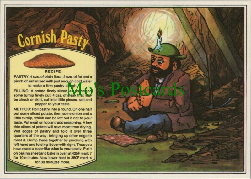 Cornwall Postcard - Cornish Miner - Cornish Pasty Recipe  RR10311 