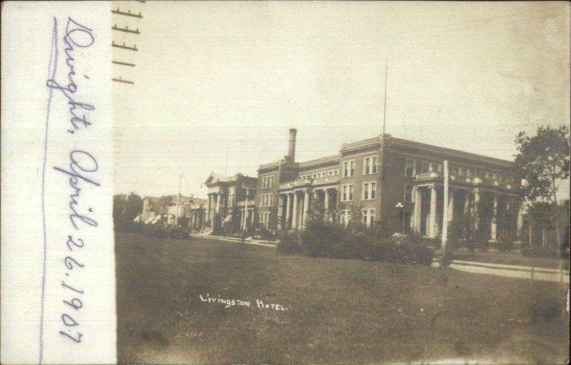 Dwight IL Street & Livingston Hotel 1907 Real Photo Postcard