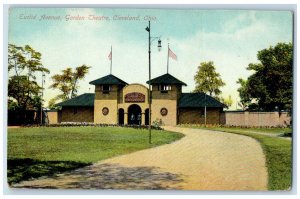 c1910 US Flag, Road Light, Euclid Avenue Garden Theatre Cleveland OH Postcard