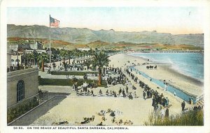 Postcard 1920s California Santa Barbara Beautiful Beach Scene Western 23-13848