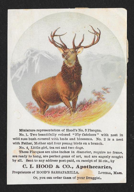 VICTORIAN TRADE CARD Hood's Sarsaparilla Buck