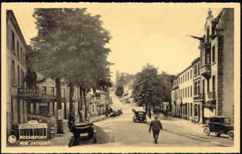 belgium, ROCHEFORT, Rue Jacquet, Bureau des Grottes, Cars (1930s)