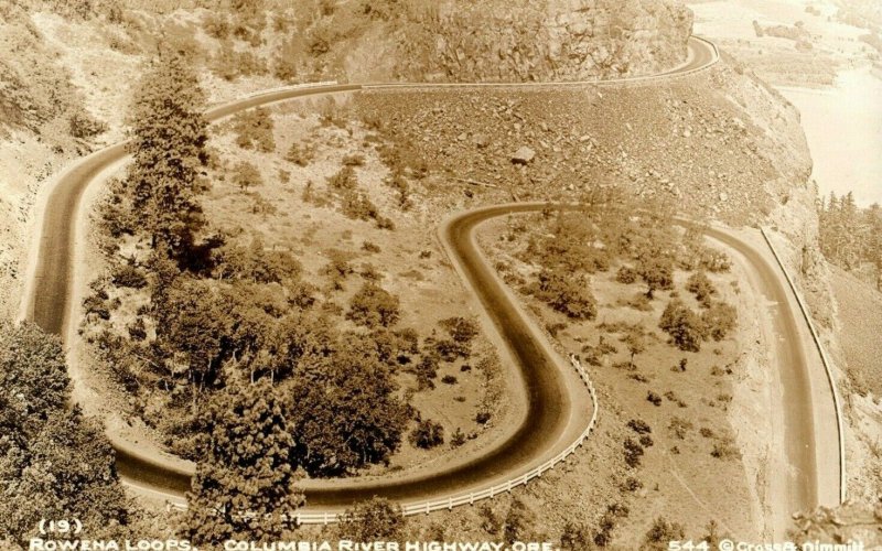 c. 1910 RPPC Rowena Loops Columbia River Oregon Highway Postcard P31