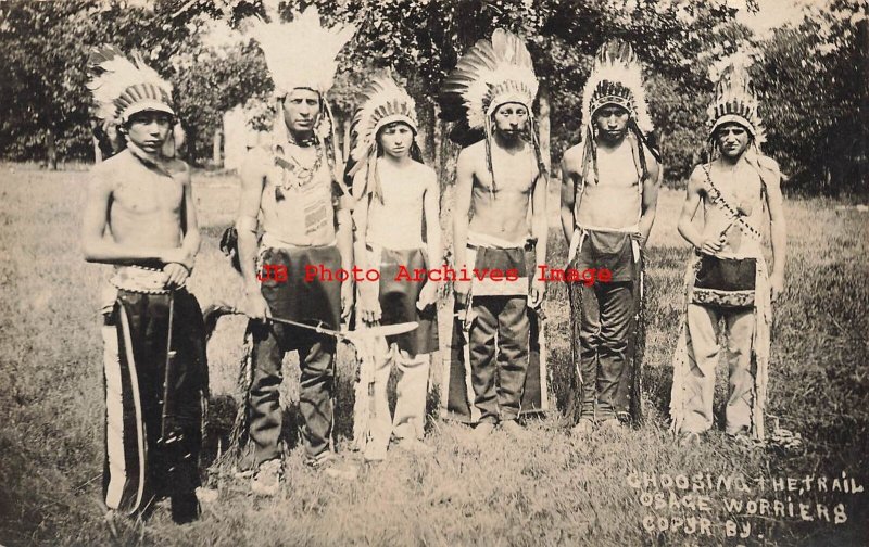 native-american-osage-indians-rppc-warriors-with-head-dress-choosing