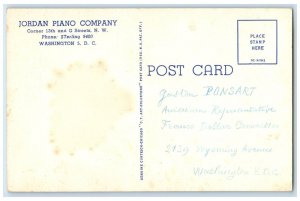 c1940 Jordan Piano Company Ten Floors Music Road Streets Washington DC Postcard